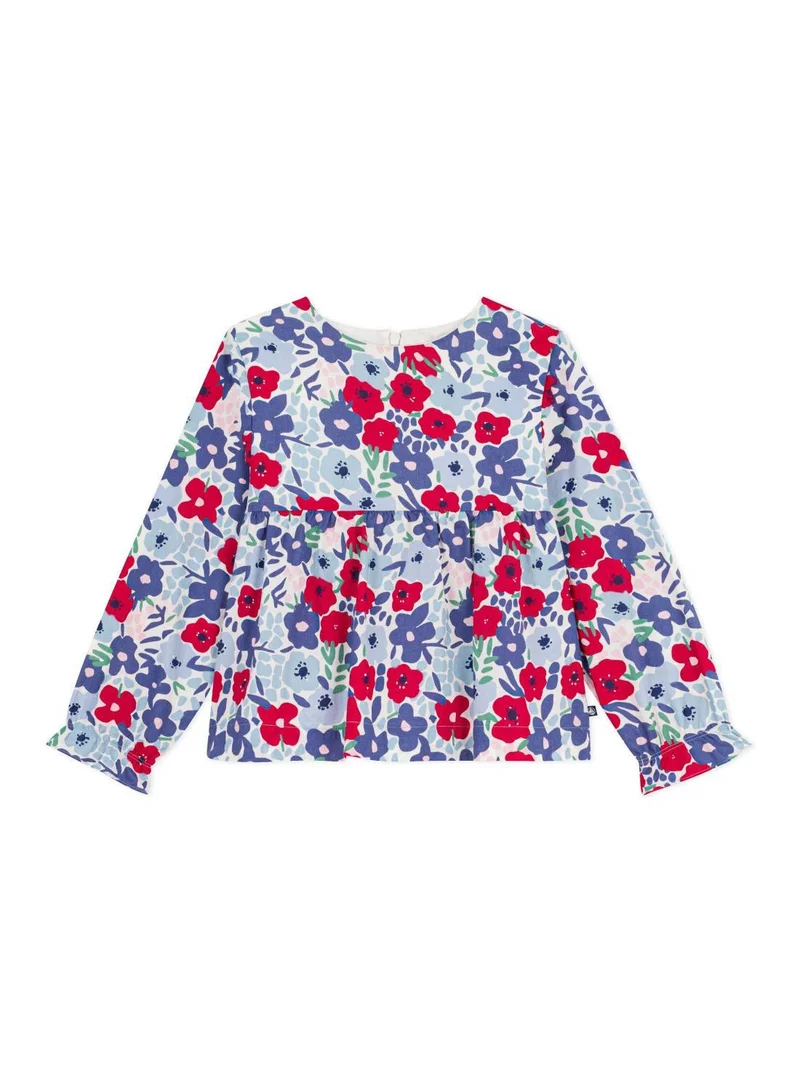 Petit Bateau Children's long-sleeved floral print cotton blouse